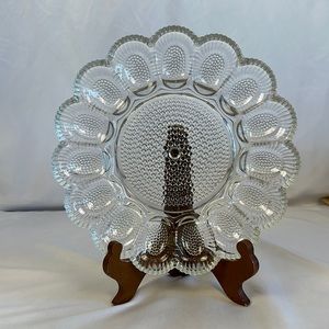 Hobnail Egg Dish Server: Vintage MCM Indiana Glass Co.